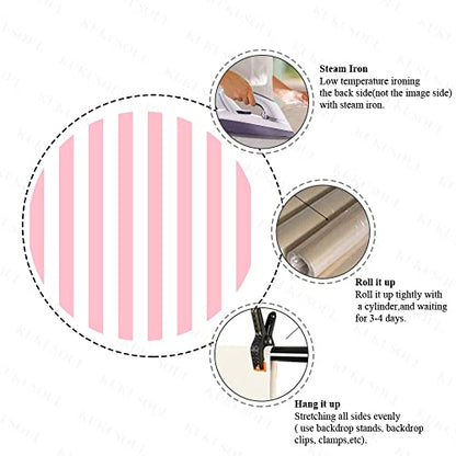 10x10ft Pink Stripes Backdrop Pink Girl Theme Backdrop Adult Lovers Artistic Portrait Background Taking Photos of Children Birthday Party Fabric KU230 - color: Pink, size: 10x10FT