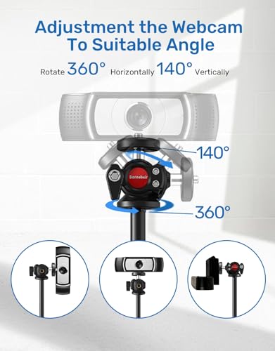 Webcam Stand for Desk, Height Adjustable, Desktop Webcam Tripod Mount for Logitech Brio 4K C922 C930e C920S C920 C960 C920x Camera and Other Devices with 1/4" Thread