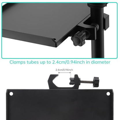 2Pcs Mic Stand Tray, Clamp-on Shelf for Recording Karaoke Live Streaming | 9.4"x6.8" & 7.9"x5.5" . Max load 1.5kg. Tool-free . Fits tripod stand,music stand.Holds mixer, sheet, phone, water bottle. - size: 9.4"*6.8"+7.9"*5.5"