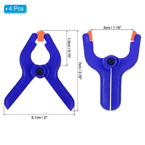 PATIKIL 2 Inch Spring Clamps, 4 Pack Plastic Flexible Anti-slip Strong Backdrop Clamp Clips for Stand DIY Project Photography Studio Craft, Blue - color: Blue