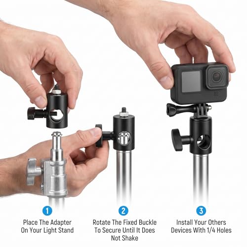 2 PCS Rapid Adapter Convert with 3/8" Screw, Camera Mount Bracket Adapter Multi Functional Metal Mount Tripod Bracket Adapters for Photo Studio Light Stand Tip Boom Arm Photography Accessory, Black | Multi Functional Metal Mount Tripod Bracket Adapter for