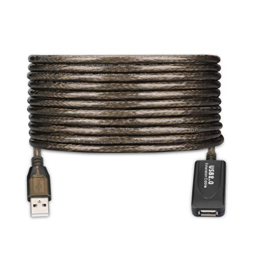 USB 2.0 Type A Male to A Female Active Repeater Extension Cable 30ft, High Speed 480 Mbps (30FT-10M) - color: Transparent black, size: 30FT