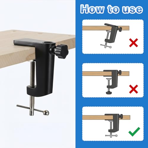 C-Clamp Lamp, Desk Lamp Clamp Base Adjustable C-Clamp Desk Light Mounting Bracket Cantilever Bracket Black C-Clamps Desks Lamps Clip for Swing Arm Lights, DIY Lighting, Monitors, Workbenches