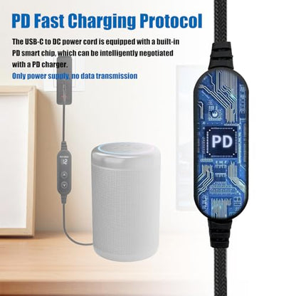100W USB C to DC Charger, Barrel PD Trigger Cable with 8 DC Conversion Heads and LED Display Screen, DC 5V/9V/12V/15V/20V to DC Adapter Cable for Netbook, Tablets, Led Light, Routers (3.9ft) - color: Black-100W usb c to dc cable