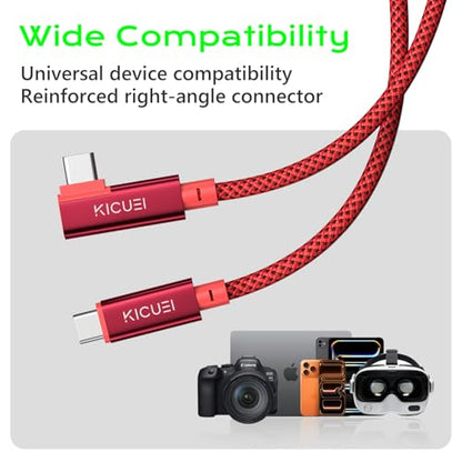 USB-C to USB-C Tethering Cable 10FT (3m), Right Angle Photography Cord, 20Gbps Fast Transfer, 4K@60Hz, PD Power Delivery, Compatible with Sony/Canon/Nikon, MacBooks, Cameras & Computers - size: 10FT (3m)