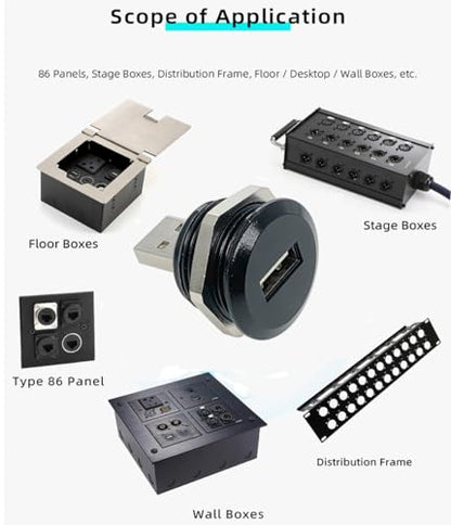 PENGLIN 2PCS USB2.0 Male to Female Panel Mount Connector, USB 2.0 Plug to Socket Pass Through Connector Converter High-Speed Data Transfer - size: USB 2.0(2PCS)-Single port