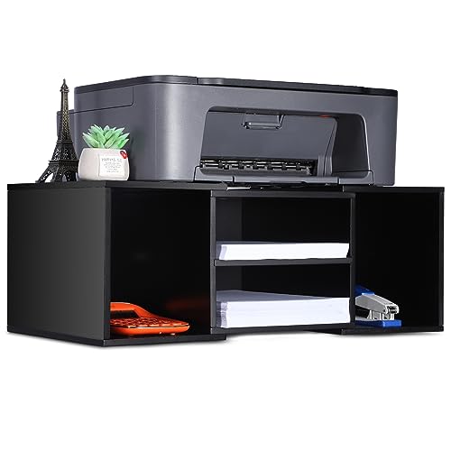 EMERIT Large Printer Stand, Adjustable Printer Table with Storage, 2-Tier Printer Riser Desktop Paper Organizer Shelf for Home Office, 23'' x 12.3'' x 8.7'' (Black) - color: Black, size: X-Large