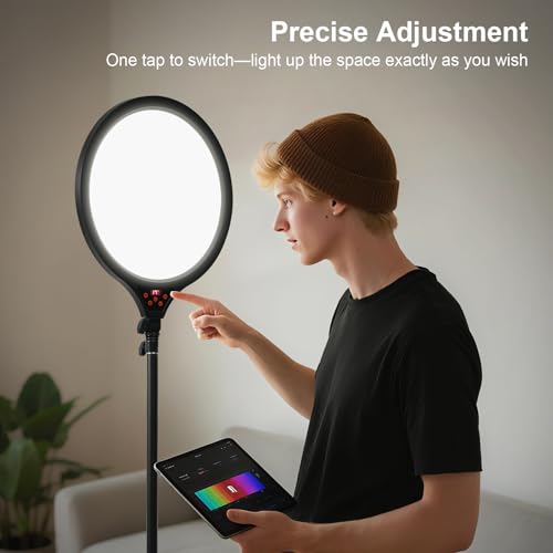 Ring Light with Stand, 14" Professional LED Camera Lighting for Video Recording, Adjustable Height Content Creator Essentials Kit, Selfie Ring Light for TikTok YouTube