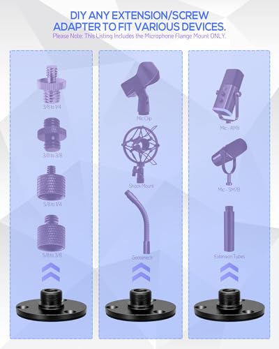 Mic Podium Flange Mounts with Pad KB48 - Microphone Gooseneck Table Mounts with 5/8-27 Male 3/8-16 Female Threads and Mounting Screws, 1PCS - color: FLANGE MOUNT (1PCS)