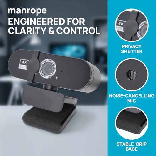 1080P Quad HD Webcam with Wide-Angle Lens USB Plug and Play PC Camera with Privacy Cover Noise-Canceling Mic for Video Calls - size: 2K One size fits all