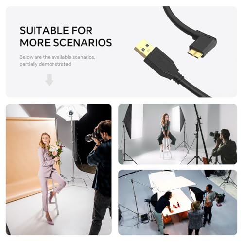 16ft 5Gbps USB A to Micro B Cable for Photo/Video Shooting, Hard Drive USB Cable, 3.0 Micro B to USB-A Compatible with Canon EOS 1DX2/ 5D4/ 5DS/ 5DSR/ 7D2 Nikon D850/ D810/ D800D5/ D500 - color: Micro-B