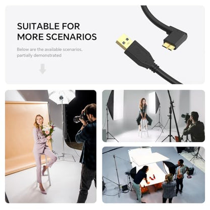16ft 5Gbps USB A to Micro B Cable for Photo/Video Shooting, Hard Drive USB Cable, 3.0 Micro B to USB-A Compatible with Canon EOS 1DX2/ 5D4/ 5DS/ 5DSR/ 7D2 Nikon D850/ D810/ D800D5/ D500 - color: Micro-B