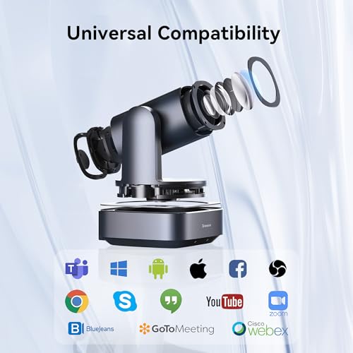 Tenveo VLoop PTZ Camera with 20X Optical Zoom Wide View Angle USB3.0/HDMI Works with Zoom Skype Teams FHD 1080P for Video Conference Red Dot Design Winner (VL20H) - color: Platinum Silver
