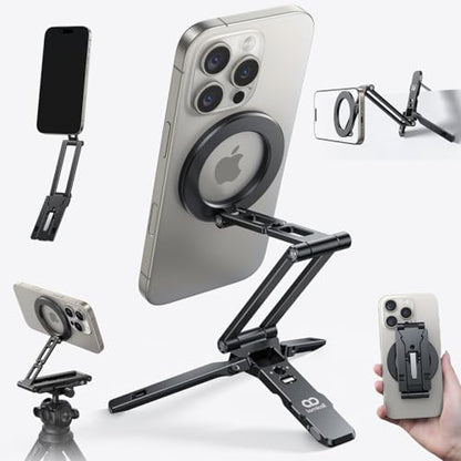 Lamicall for Magsafe Tripod Stand - [Ultra-Compact] Aluminium Magnetic Phone Tripod for iPhone 17/16 Pro Max, Flexible Cell Phone Mount Gift with 1/4" Screw, Arca & Hook Accessories Women Men Black - color: Black