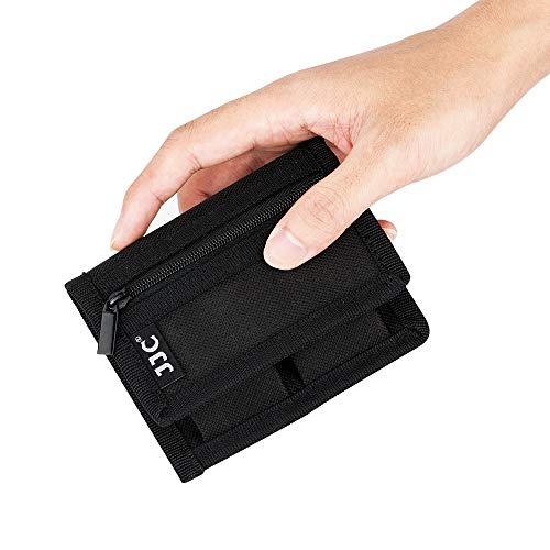 Camera Battery Pouch Holder Case for 2 PCS Sony NP-F550 NP-FW50 NP-FZ100 NP-BX1 Canon LP-E6 LP-E8 LP-E10 LP-E12 LP-E17 Fuji NP-W126 Nikon EN-EL14 EN-EL15 with Zipped Pocket to Store SD TF XQD CF Cards - size: 2 Slot+1 Zippered Pockets