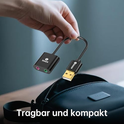 USB to 3.5mm Jack Audio Adapter External Sound Card with 3.5mm Headphone and Microphone TRS Jack to USB Compatible with Windows, Laptops, Desktops Windows, MAC, Linux, PC, PS5, PS4 - color: A-Black