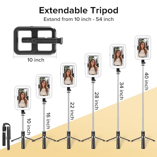 Selfie Ring Light with 54" Tripod Stand, Dimmable Selfie Light with Extendable Tripod Stand with Phone Holder & Wireless Remote for iPhone & Android,YouTube, Makeup,TIKTok, Vlogging