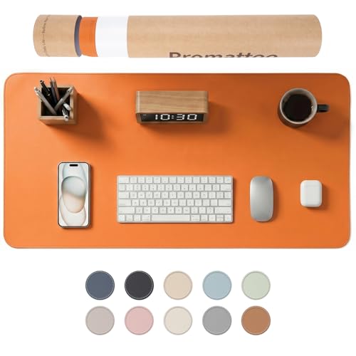 Large Desk Pad Non-Slip Desk Mat Protector for Keyboard Mouse Waterproof Vegan Leather Surface Faux Leather Laptop Mat Smooth Mouse Pad Premium Gift Tube Sunset Orange 35" X 17" - color: Sunset Orange, size: 35" x 17"