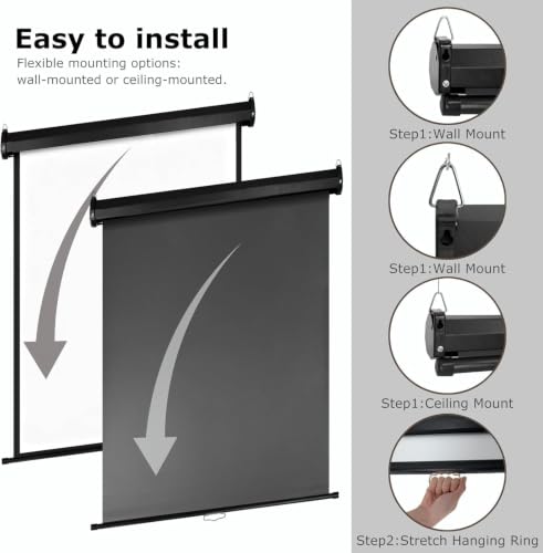 Retractable White Photography Backdrop Screen, 36 x 56 Inch Pull-Down PVC Photo Background, Auto-Lock Backdrop for Product Photography, Headshots, ID Photos & Live Streaming