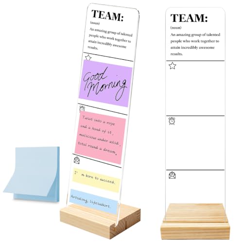 Monitor Memo Board with Removable Wooden Base Acrylic Portable Sticky Note Holder, Inspiring Team Quotes Acrylic Message Board Sign, Office Desk Desk Set Sticky Notes 100 Sheets - color: Team