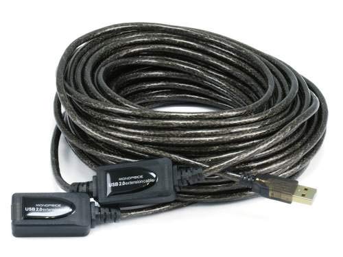 Monoprice USB 2.0 Male to Female Active Extension/Repeater Cable - Use with PlayStation, Xbox, Kinenct, Oculus VR, USB Flash Drive, Card Reader, Hard Drive, Keyboard, Printer, Camera, 32 Feet - size: 32 Feet