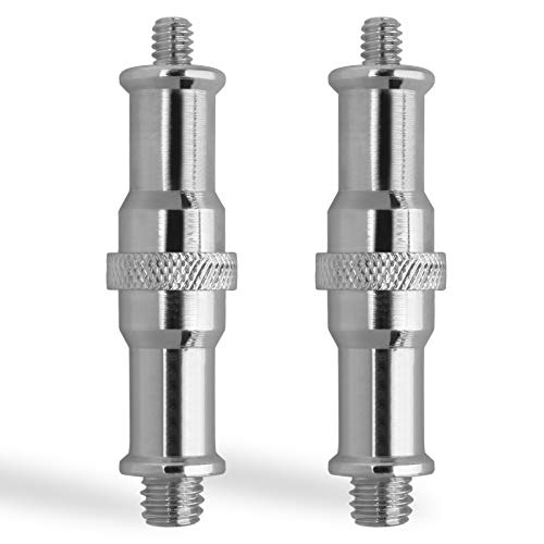 2 Pcs Light Stand Adapter, Spigot Stud 1/4" to 3/8" Metal Male Convertor Threaded Screw Adapter for Studio Light Stand, Camera Tripod Mount, Hotshoe/Coldshoe, Ballhead Frgyee