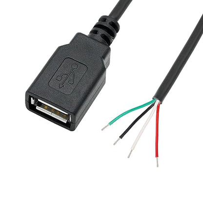 Short USB A Female 4 Pin Bare Wire 11inch,USB 5V/2A 4 Pin Pigtail Open End Power and Data Cable,for USB Equipment Installed or Replacement Repair DIY Cable(2Pcs) - style: USB A Female - 2Pcs