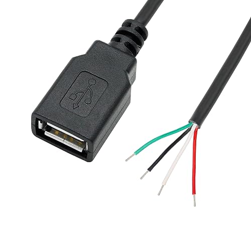 4Pcs Short USB A Female to 4 Pin Bare Wire 11inch, USB 5V/2A 4 Pin Pigtail Open End Power and Data Cable, for Equipment Installed or Replacement Repair DIY Cable - style: USB A Female - 4Pcs