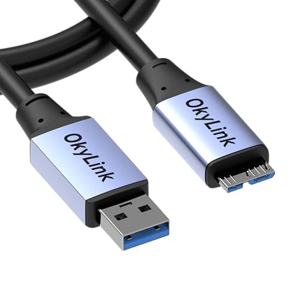 OkyLink USB 3.0 A to Micro-B Cable, Male to Male, 5Gbps 3ft | 1M, 3.2 Gen 1, for External Hard Drive HDD SSD - color: Gray USB3.0, size: 3ft (1m)
