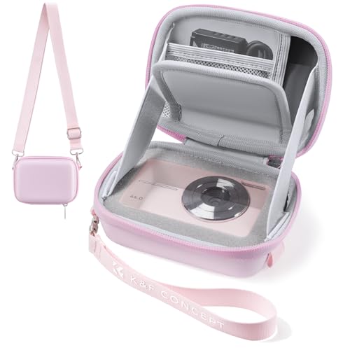 K&F CONCEPT Carrying Case for Digital Camera, Small Hard Shell Protective Case Compatible with CAMKORY/for Kodak Pixpro FZ55/FZ45 / for Canon PowerShot (Case Only) - color: Pink