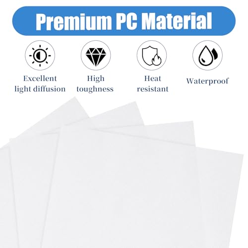 4 Pcs LED Light Diffuser, 11.8x11.8x0.039In PC Light Board Diffusion Cover Sheet, LED Dimming Film Anti-Glare for Soften Ceiling Light, LED Downlight, Spotlight LED Panel, Track Light