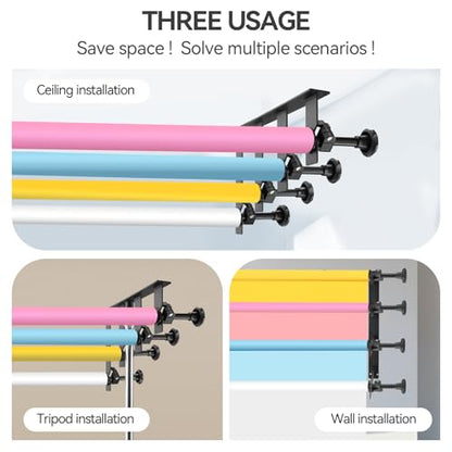 4Roller Electric Backdrop Support System Wall Mount Motorized Electric Background Roller with Remote for Studio Live Game Video Background Home, Compatible with Light Stands, Wall, Ceiling