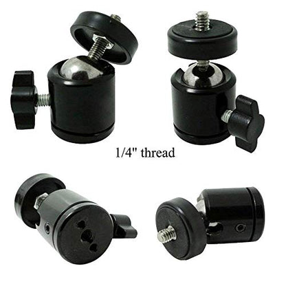 SLOW DOLPHIN Hot Shoe Mount Adapter 360 Degree Swivel Mini Ball Head 1/4 Tripod Screw for Cameras, Camcorders, Smart Phone, LED Video Light, Microphone (4 Packs)