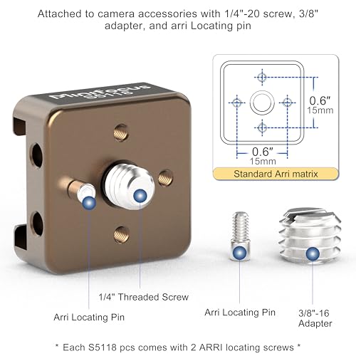 MINIFOCUS Cold Shoe Mount(2 Pack), 1/4"-20 Screw with Locating Pins Compatible for ARRI Standard Mounting Points, with 3/8"-16 Adapter for Camera Cage Flash LED Monitor Microphone - style: Sienna 2 PCS