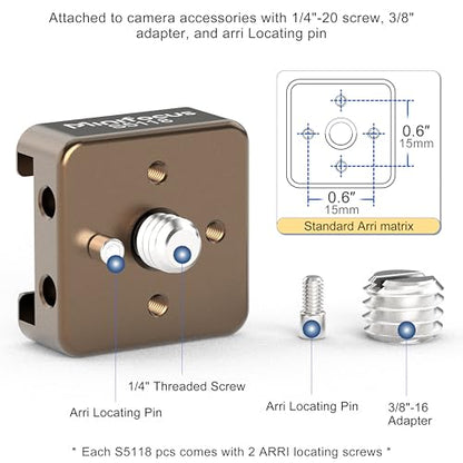 MINIFOCUS Cold Shoe Mount(2 Pack), 1/4"-20 Screw with Locating Pins Compatible for ARRI Standard Mounting Points, with 3/8"-16 Adapter for Camera Cage Flash LED Monitor Microphone - style: Sienna 2 PCS