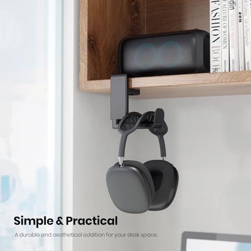 Rotating Headphone Stand - EURPMASK Upgraded PC Gaming Headset Stand, Adjustable Clamp-on Headphone Holder, Headphones Hanger Hook Under Desk with 360 Degree Swivel&Cable Clip Organizer - Darth Vader - color: Darth Vader Black