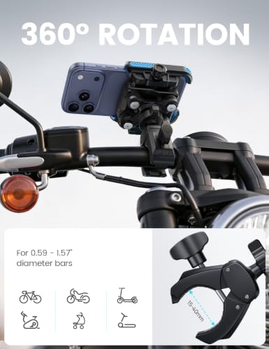 Lamicall Motorcycle Bike Phone Mount Holder for 6-7.2" Phones, Blue | Upgrade Vibration Dampener, Camera Friendly - color: Blue