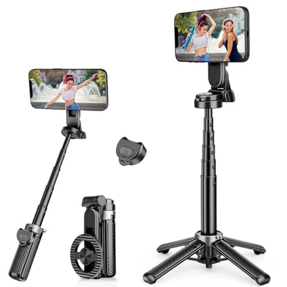 2026 5-in-1 Magnetic Selfie Stick with Remote for Cell Phone 360° Rotation - Transforms into Mini Tripod/Camera Grip/Handheld Stabilizer/Phone Stand.Extend to 16 inches - size: 16.1inch