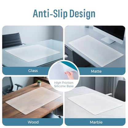 loukin Dry Erase Silicone Desk Mat, 23.6"x13.8" Erasable Desk Pad with Planner, Semi-Transparent Writing Non-Slip Desktop Mat, Heat Resistant & Waterproof Table Protector for Office, Home, School