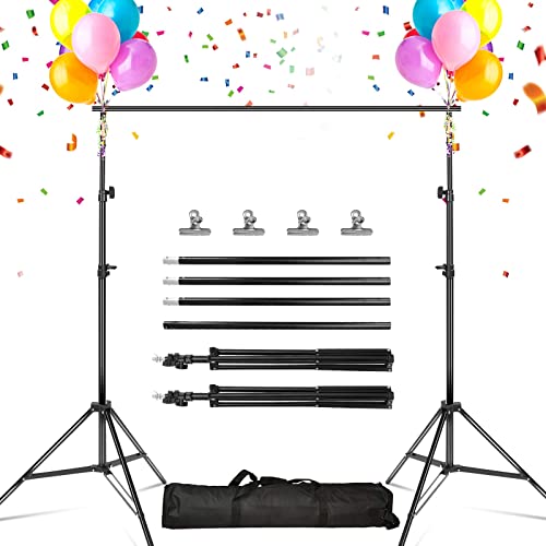 iMounTEK Backdrop Stand Photo Video Studio, 10Ft Wide Adjustable Backdrop Stand Kit, Background Support System Kit with Clamps Carry Bag for Photography/Wedding/Party Decoration(Black) - color: Black, size: 6.5X10Ft