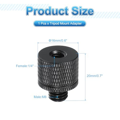 PATIKIL Tripod Screw Adapter 1/4" Female to M8 Male, Tripod Nut Connectors Camera Mount Screw Camera Double Head Converter for Microphone Holder Magic Arm Accessories - size: 1/4" to M8