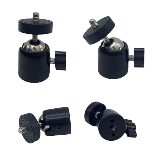 Universal 1/4" Swivel Mini Ball Head Tripod Mount, Black, 10-Pack | 360 Degree Rotating Adapter, For DSLR Cameras, For Tripods, For Monopods
