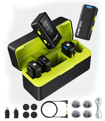 FULAIM X6 Pro Wireless Lavalier Microphones with 4 Transmitter with Charging Case for iPhone, iPad, Android, Camera, Lapel Mic with 48KHz 24Bit, Noise Cancellation for Video Recording, Vlog