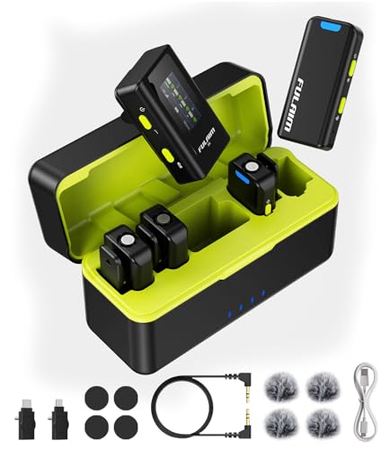 FULAIM X6 Pro Wireless Lavalier Microphones with 4 Transmitter with Charging Case for iPhone, iPad, Android, Camera, Lapel Mic with 48KHz 24Bit, Noise Cancellation for Video Recording, Vlog