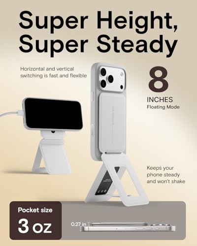 MOFT Phone Stand, Magnetic Phone Tripod Stand Stain-Resistant MOVAS Leather & Angle Adjustment & Strong Magnets Tripod for iPhone 17/16/15/14/13/12 (Included Metal Ring)-Misty Cove - color: Misty Cove, size: Without Card Slot
