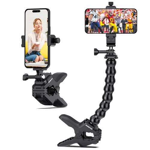 Phone Holder Clamp Gooseneck Mount Cell Phone Desk Clip for iPhone | Mobile Table Pole Stand Mount, for iPhone 17 16 15 14 Pro Max Plus 13 12 11 SE XS XR X 8 Samsung GoPro, Other 4-7'' Devices