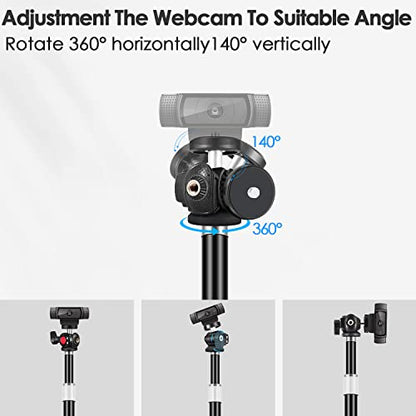 Webcam Stand for Desk with Heavy Duty Metal Base for Logitech Webcam Brio 4K C920 C920X C920S C922 C922X C925E C930E C930 C615, GoPro Hero 8/7/6/5and Other Devices with 1/4" Thread