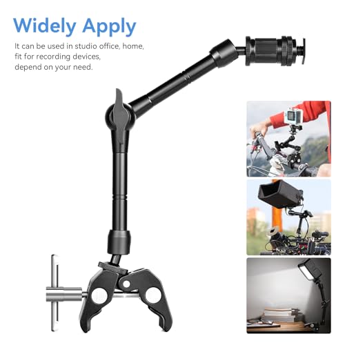 UTEBIT 11" Magic Arm Clamp with Super Clamp | ARRI 1/4" Thread, ARRI 3/8" Thread - size: 11inch