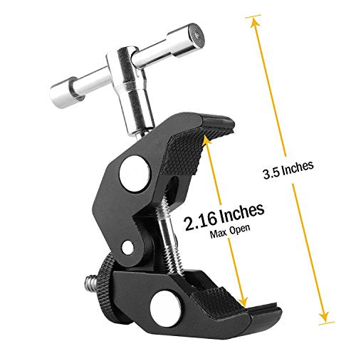 ChromLives Super Clamp Photography Camera Crab Clamp with 1/4''-20 to 1/4'' 20 Screw Converter for 15mm Rods/ Lights/ Umbrellas/Shelves/Cross Bars and More