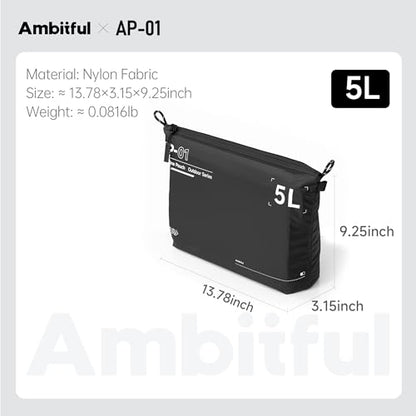 AMBITFUL AP-01 Water-Resistant Organizer Pouch, Ultra-Light Travel Storage Bag for Camera Accessories, Cables, Toiletries and Outdoor Gear (L（5L）) - size: L（5L）